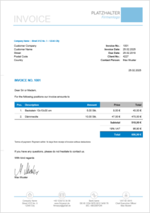 Rechnung Auf Englisch Pflichtangaben Muster Vorlage